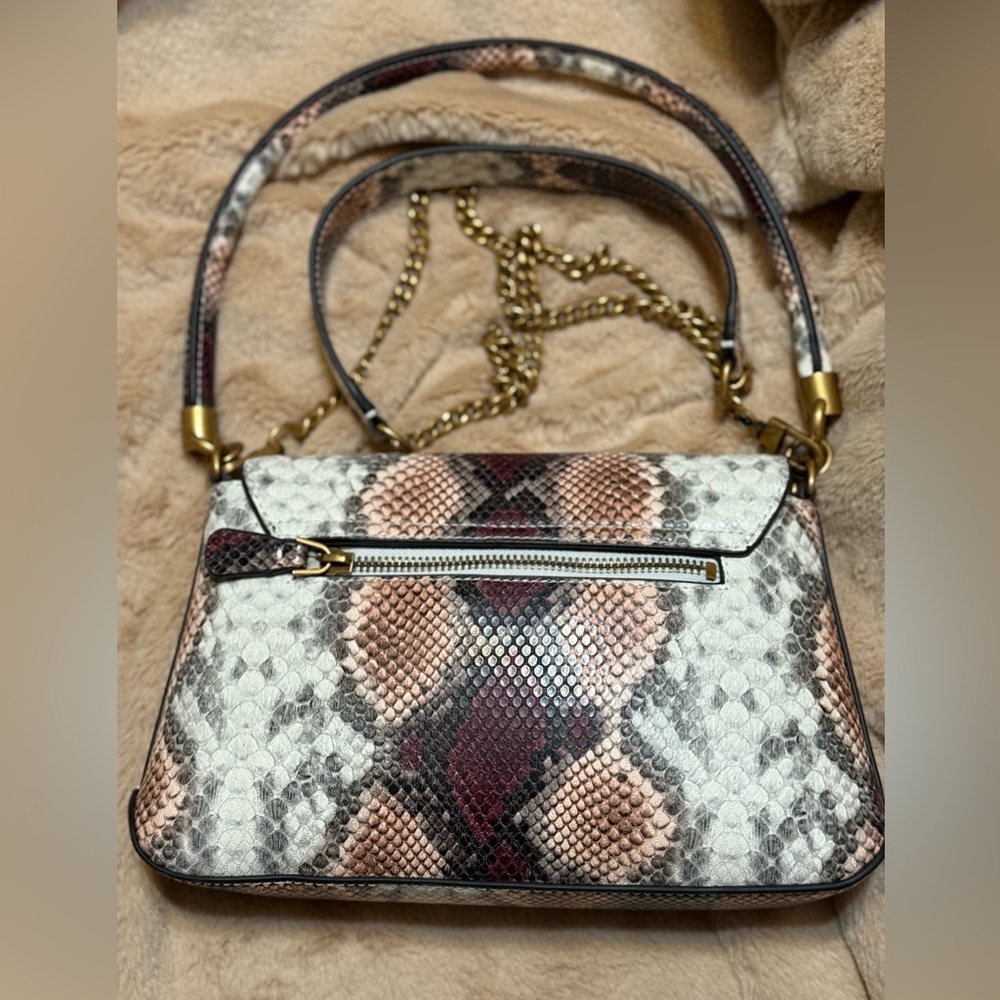Guess Snake Print Shoulder Bag with Gold Chain - Picture 3 of 11
